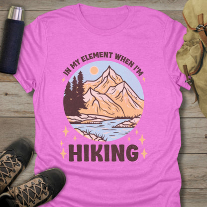Funny hiking shirts and funny shirts for men. In my element when I am hiking in color pink.